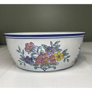 Chinoiserie Ceramic Asian Floral Flower Planter Fruit bowl  Vintage Cottagecore
